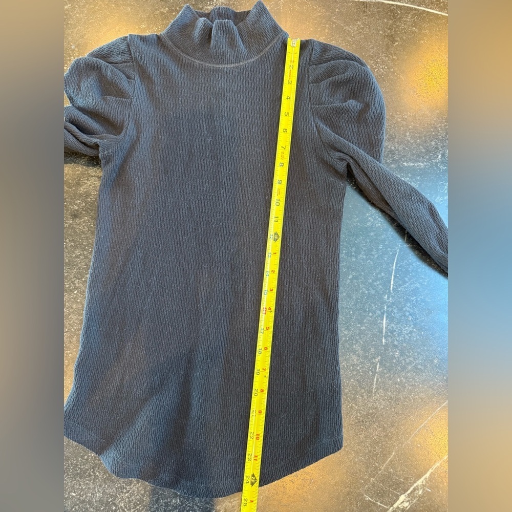 Free People XS Black Mock Neck Long Sleeve Top With Puff Sleeve - Picture 5 of 7